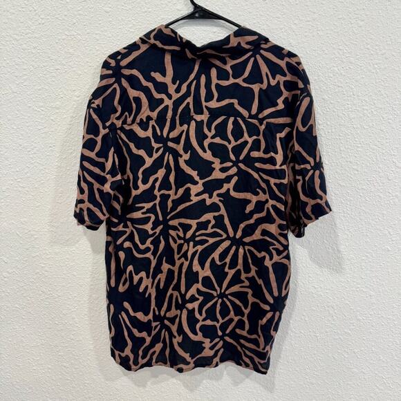 PrAna Small The Bahamas Top Black Boogie Bloom Print Swim Cover-Up Button Down - Picture 4 of 6